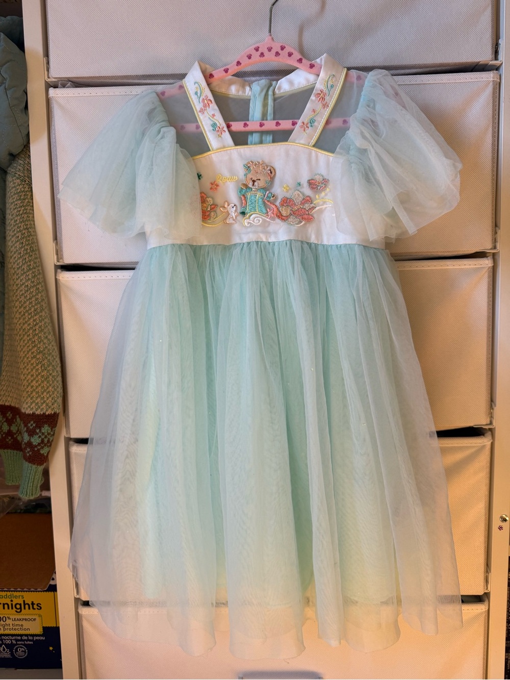 Toddler's Mint Green Chinese Tulle Dress - Brand: Paw in Paw size 100cm 3T-4T